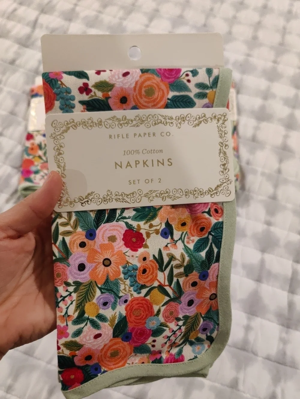 New! Set Of 6 Cotton Cloth Napkins Rifle Paper Cottagecore Retro Luxury Floral